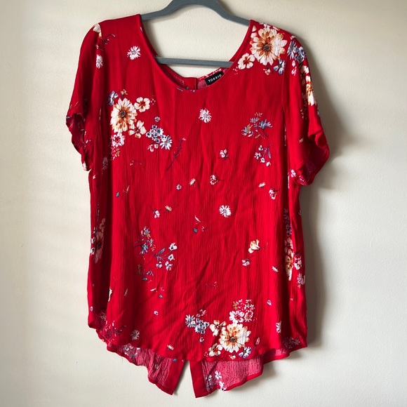 Torrid Abbey Red Floral Gauze Blouse size 1X - Picture 1 of 9
